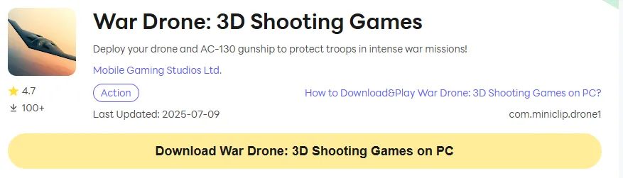 War Drone 3D Shooting Games PC 버전 다운로드 링크